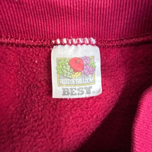 Vintage Fruit Of The Loom Womens Button Cardigan Sweater Red with Floral Accents - Picture 3 of 7